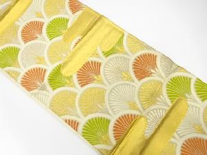 アンティーク　ヱ霞に菊青海波模様織り出し袋帯（材料）